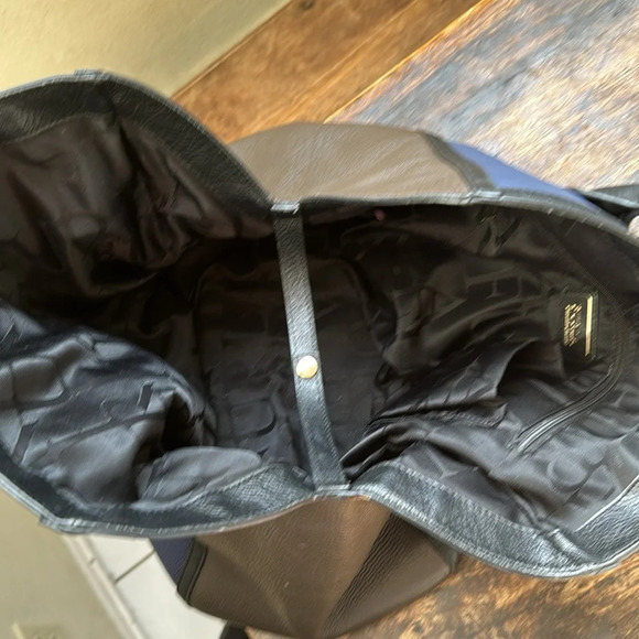 FURLA BLUE AND TAUPE GREY color block   LEATHER BAG - Picture 6 of 15